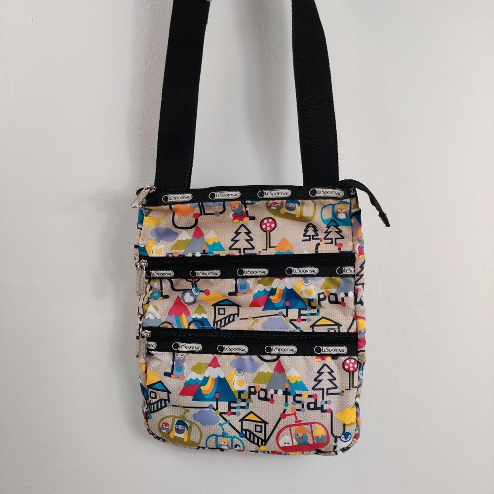 Lesportsac Multicolor Crossbody Bag - Gnome Skiing Mountain Print